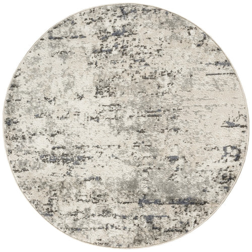8' Gray Floral Power Loom Round Rug
